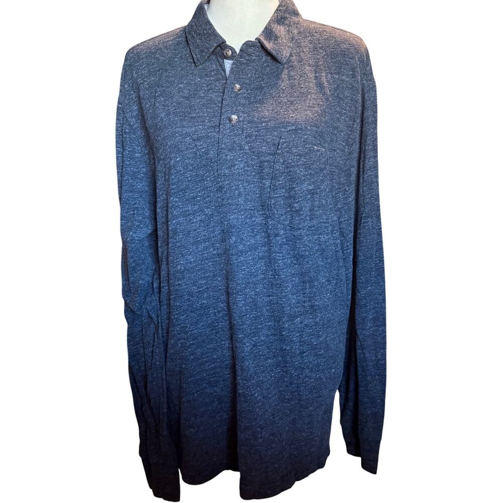 Faherty Brand Men's Long Sleeve Organic Cotton Heathered Blue Grey, Size XL